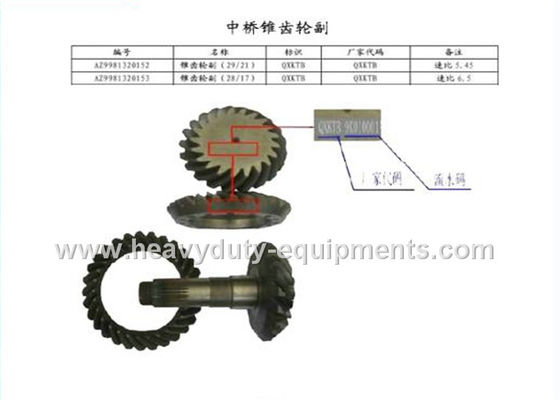 China los recambios del material de construcción de 330×320 milímetro alzan el piñón/engranaje AZ9981320157/58 proveedor
